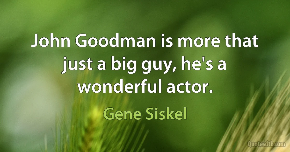 John Goodman is more that just a big guy, he's a wonderful actor. (Gene Siskel)