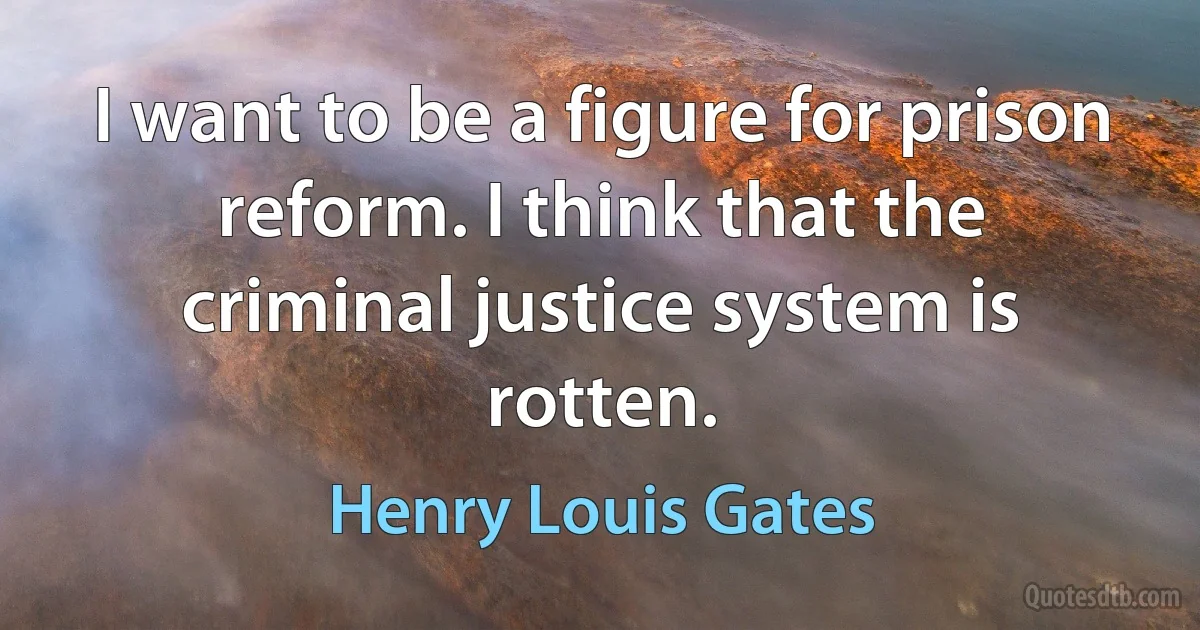 I want to be a figure for prison reform. I think that the criminal justice system is rotten. (Henry Louis Gates)