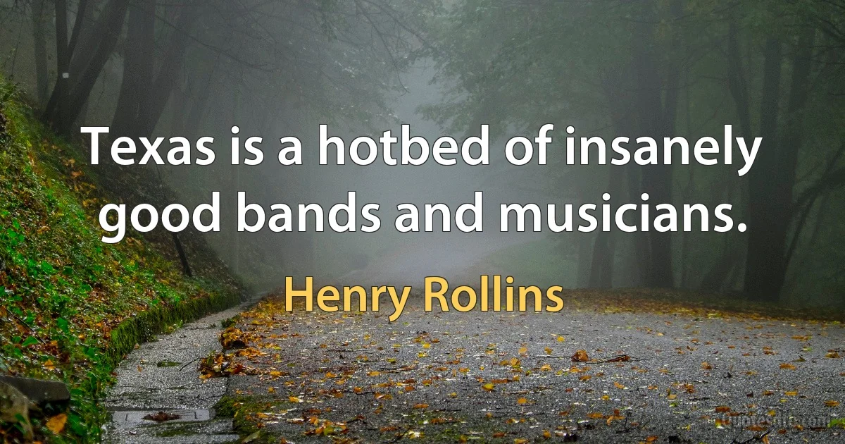 Texas is a hotbed of insanely good bands and musicians. (Henry Rollins)