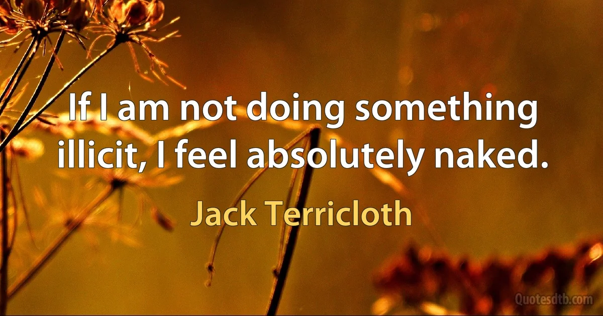 If I am not doing something illicit, I feel absolutely naked. (Jack Terricloth)