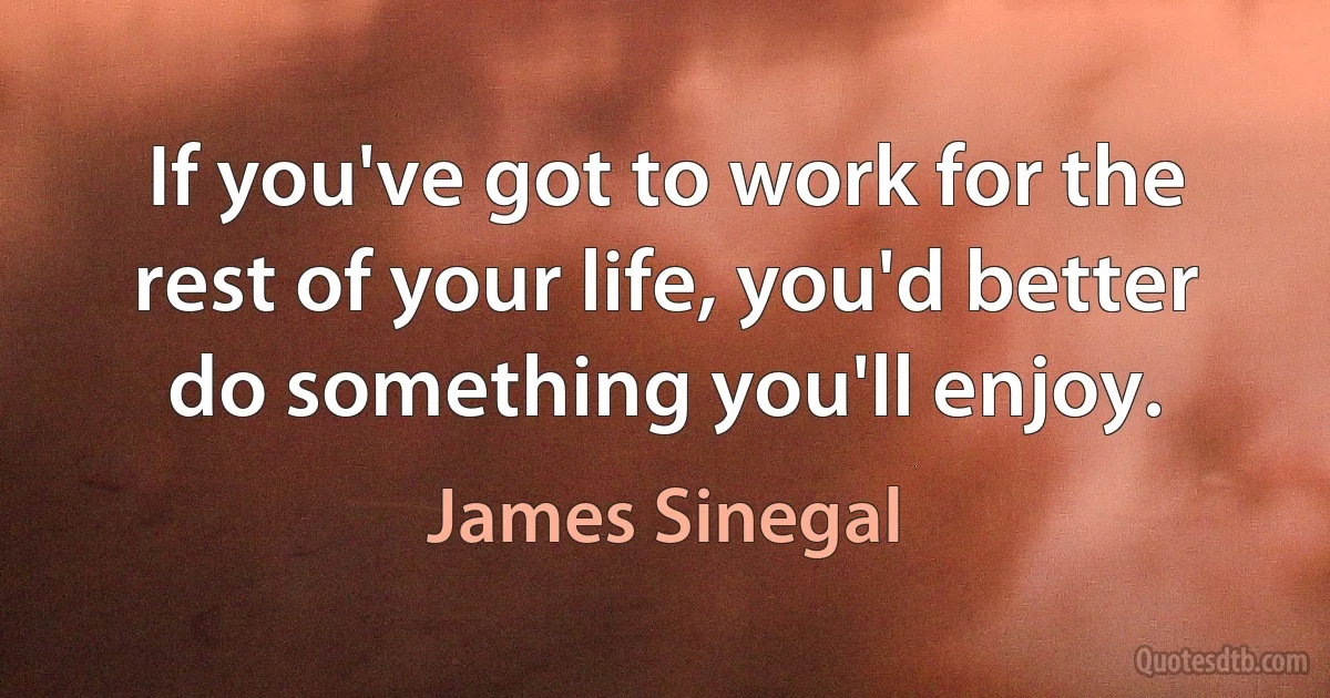 If you've got to work for the rest of your life, you'd better do something you'll enjoy. (James Sinegal)