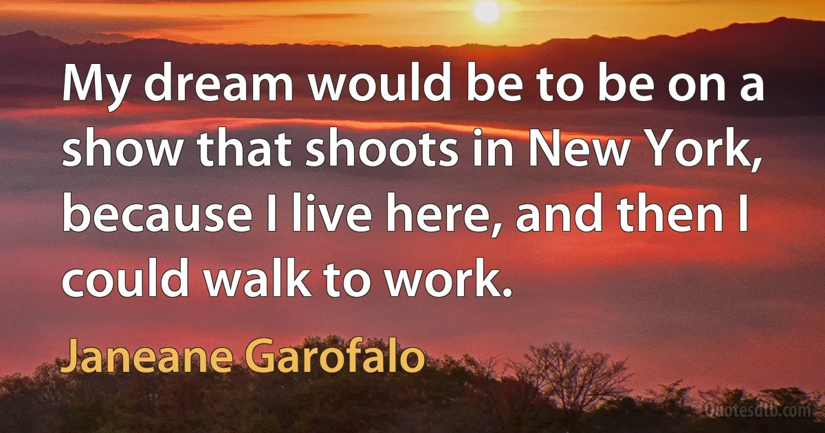 My dream would be to be on a show that shoots in New York, because I live here, and then I could walk to work. (Janeane Garofalo)