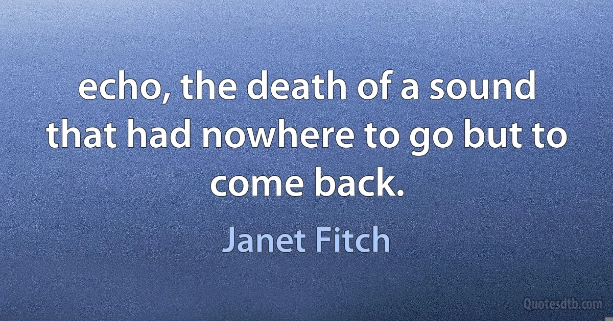 echo, the death of a sound that had nowhere to go but to come back. (Janet Fitch)