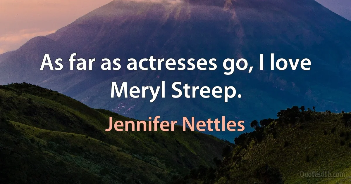 As far as actresses go, I love Meryl Streep. (Jennifer Nettles)