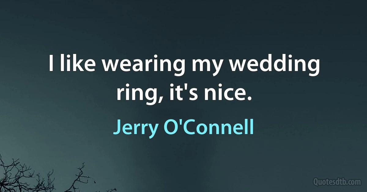 I like wearing my wedding ring, it's nice. (Jerry O'Connell)