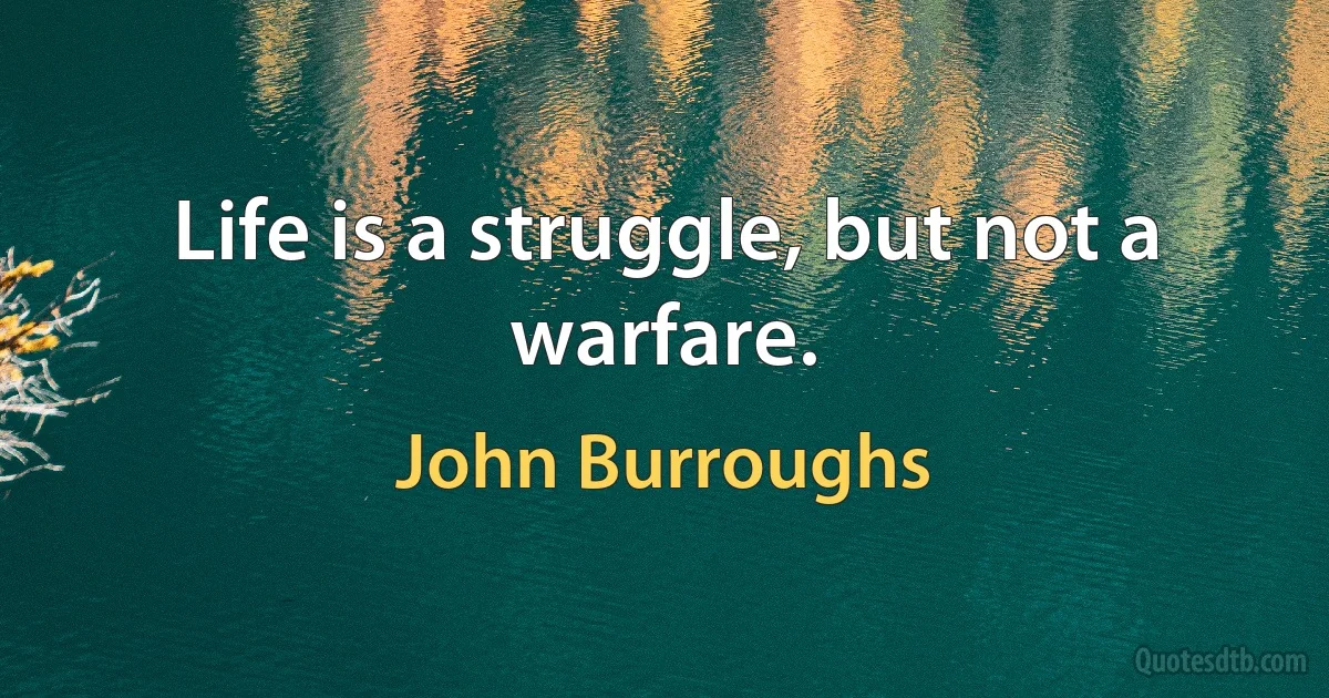 Life is a struggle, but not a warfare. (John Burroughs)