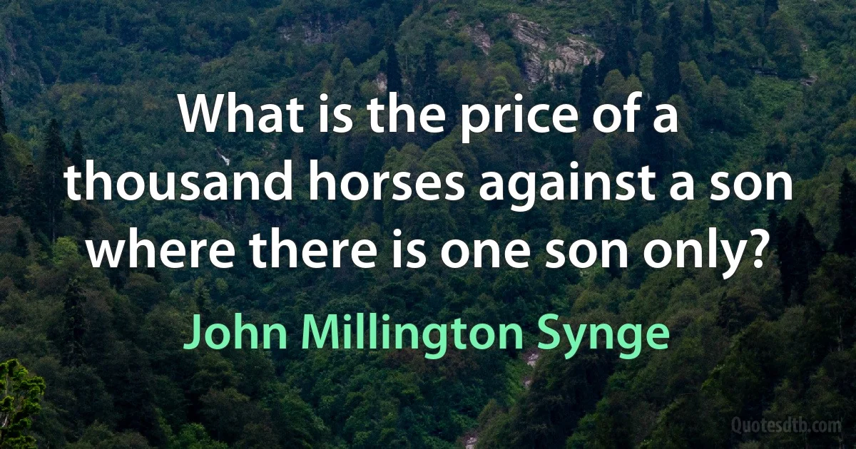 What is the price of a thousand horses against a son where there is one son only? (John Millington Synge)