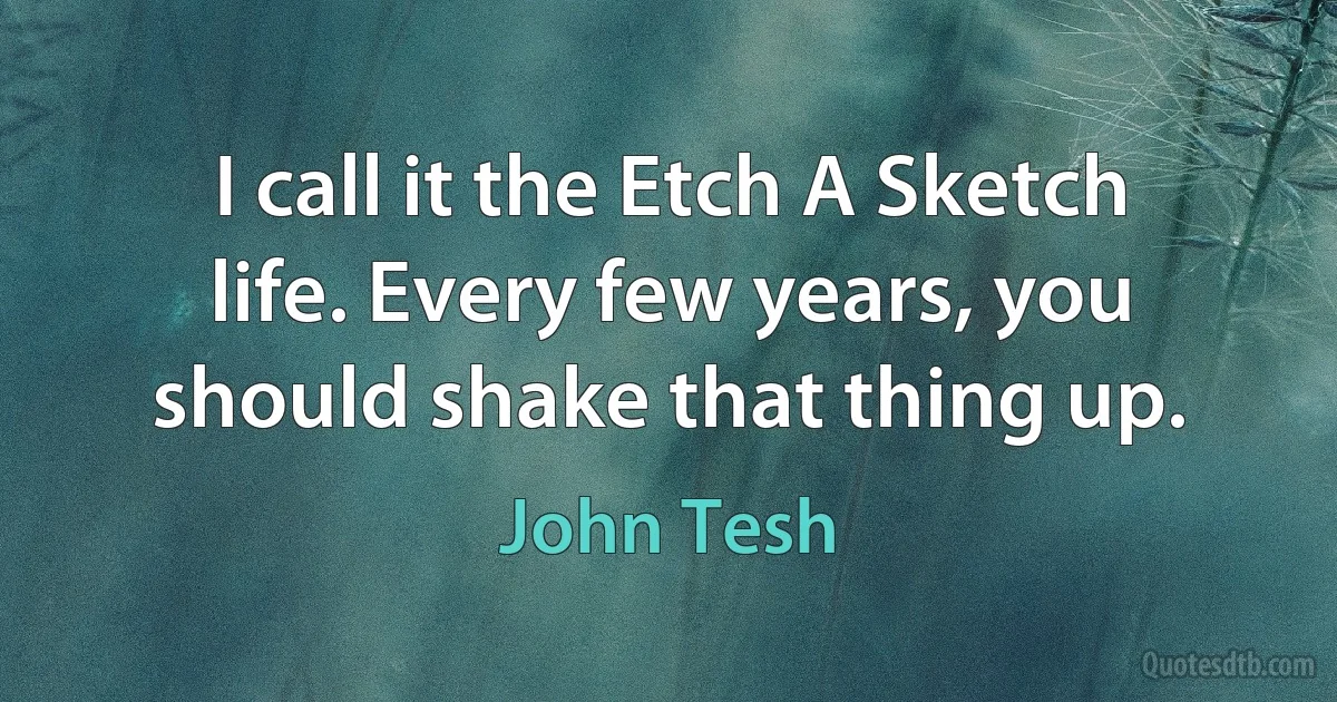 I call it the Etch A Sketch life. Every few years, you should shake that thing up. (John Tesh)