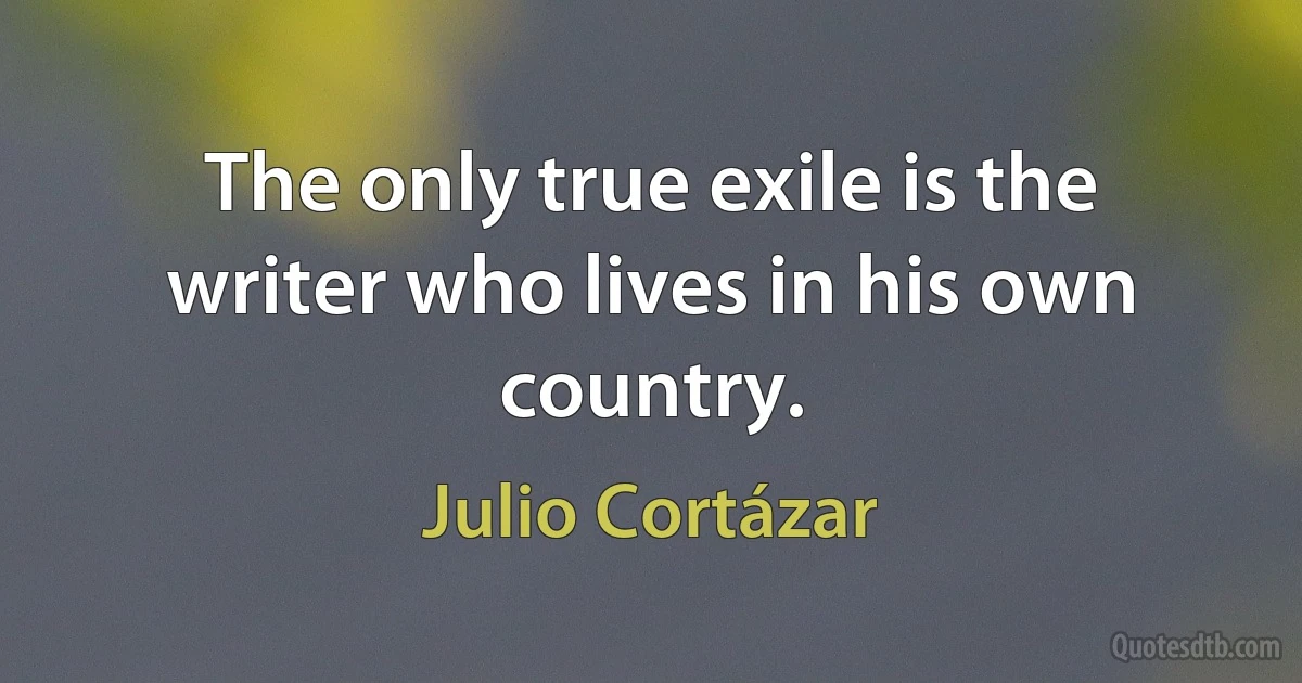 The only true exile is the writer who lives in his own country. (Julio Cortázar)