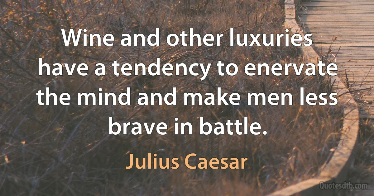 Wine and other luxuries have a tendency to enervate the mind and make men less brave in battle. (Julius Caesar)