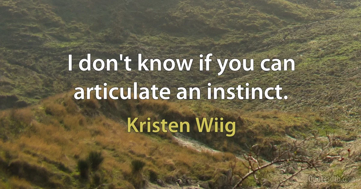 I don't know if you can articulate an instinct. (Kristen Wiig)