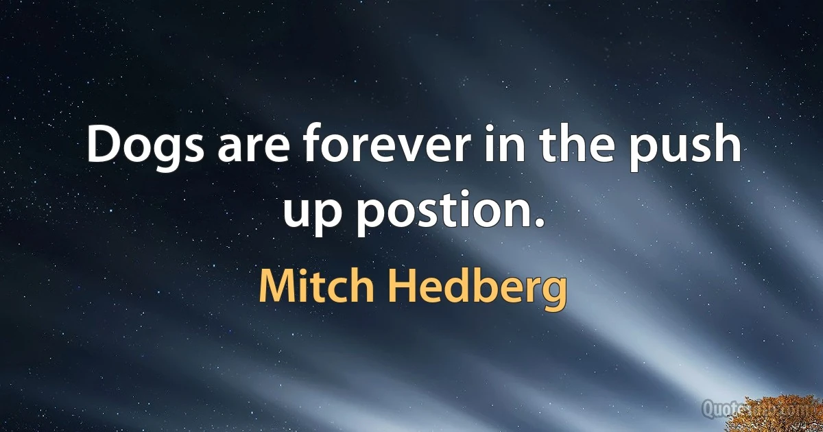 Dogs are forever in the push up postion. (Mitch Hedberg)