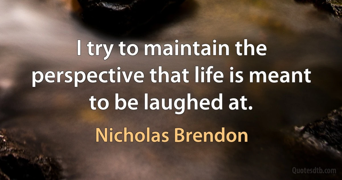 I try to maintain the perspective that life is meant to be laughed at. (Nicholas Brendon)