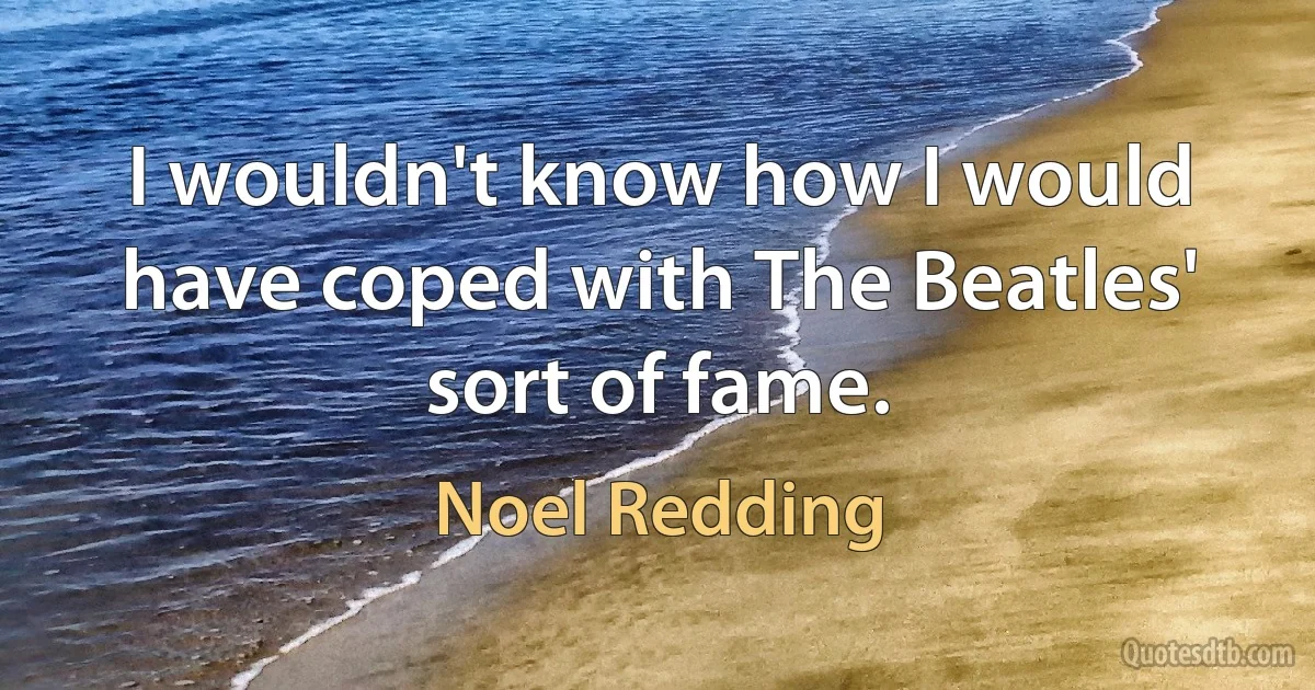 I wouldn't know how I would have coped with The Beatles' sort of fame. (Noel Redding)