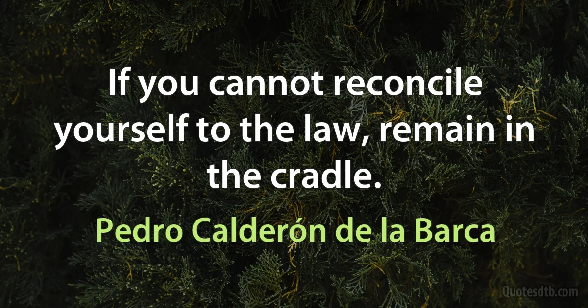 If you cannot reconcile yourself to the law, remain in the cradle. (Pedro Calderón de la Barca)