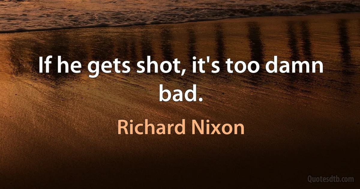 If he gets shot, it's too damn bad. (Richard Nixon)