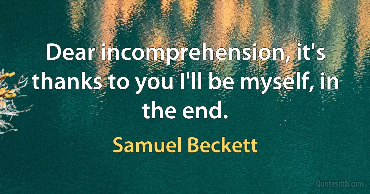 Dear incomprehension, it's thanks to you I'll be myself, in the end. (Samuel Beckett)