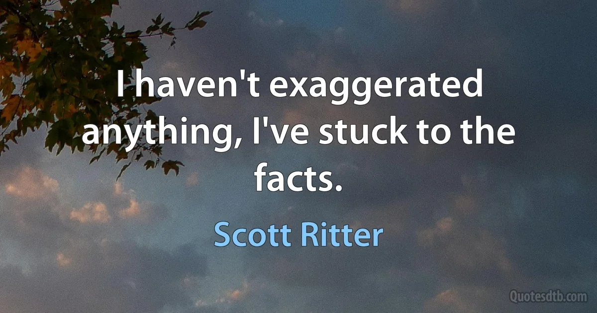 I haven't exaggerated anything, I've stuck to the facts. (Scott Ritter)