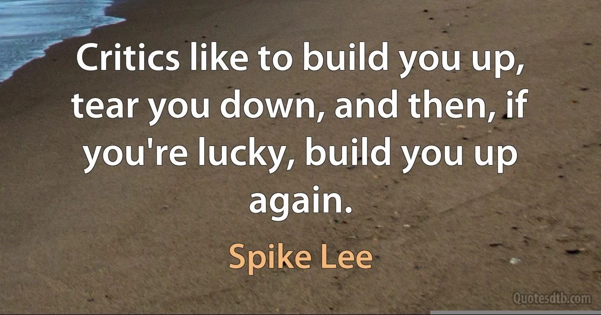 Critics like to build you up, tear you down, and then, if you're lucky, build you up again. (Spike Lee)