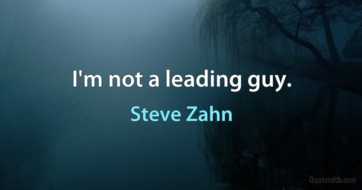 I'm not a leading guy. (Steve Zahn)