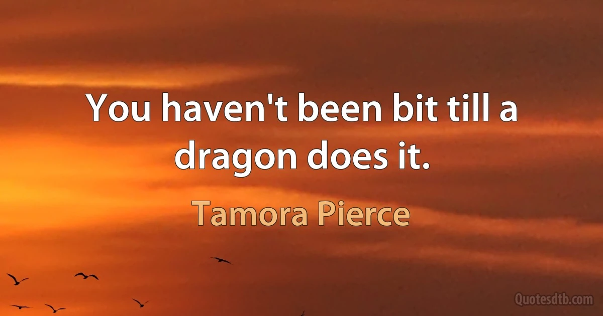 You haven't been bit till a dragon does it. (Tamora Pierce)