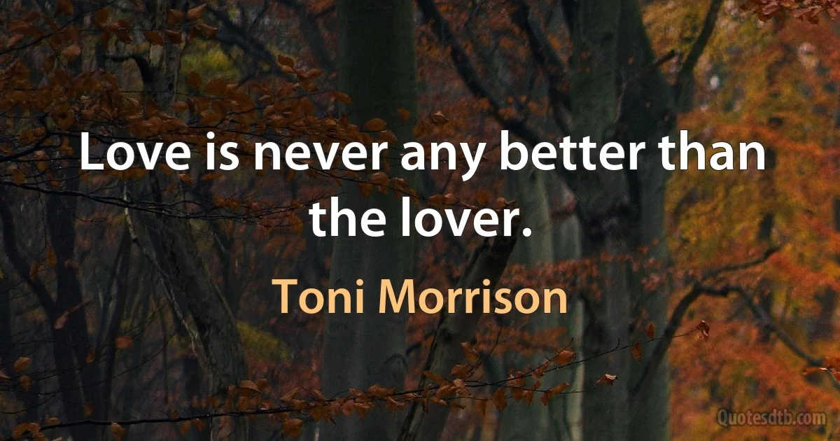 Love is never any better than the lover. (Toni Morrison)