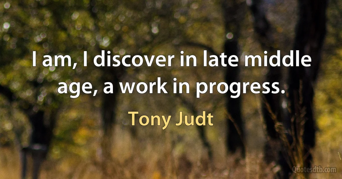 I am, I discover in late middle age, a work in progress. (Tony Judt)