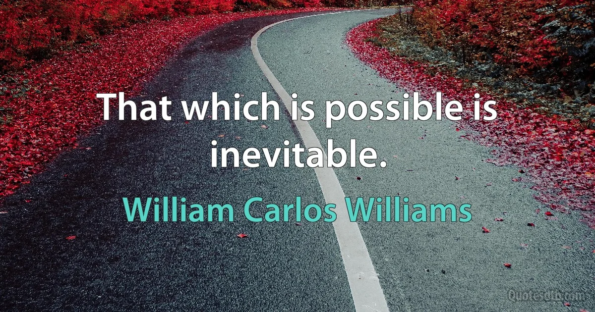 That which is possible is inevitable. (William Carlos Williams)