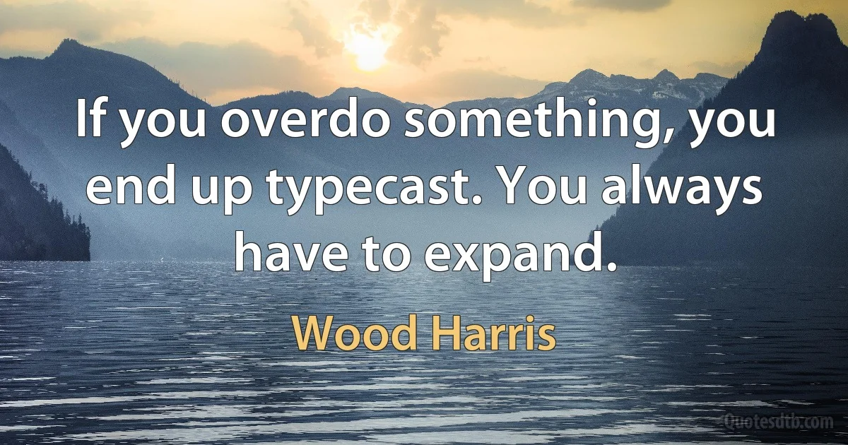 If you overdo something, you end up typecast. You always have to expand. (Wood Harris)