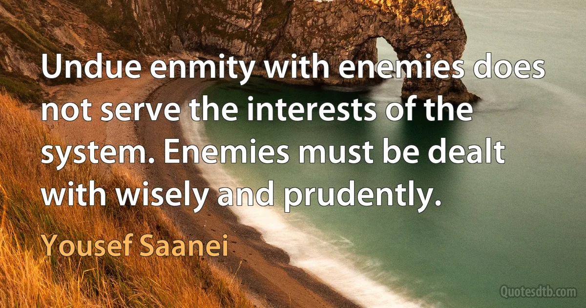 Undue enmity with enemies does not serve the interests of the system. Enemies must be dealt with wisely and prudently. (Yousef Saanei)