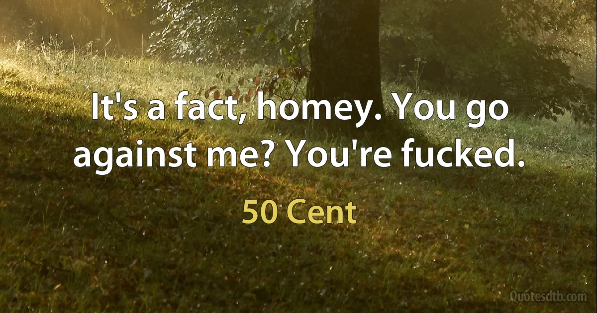 It's a fact, homey. You go against me? You're fucked. (50 Cent)