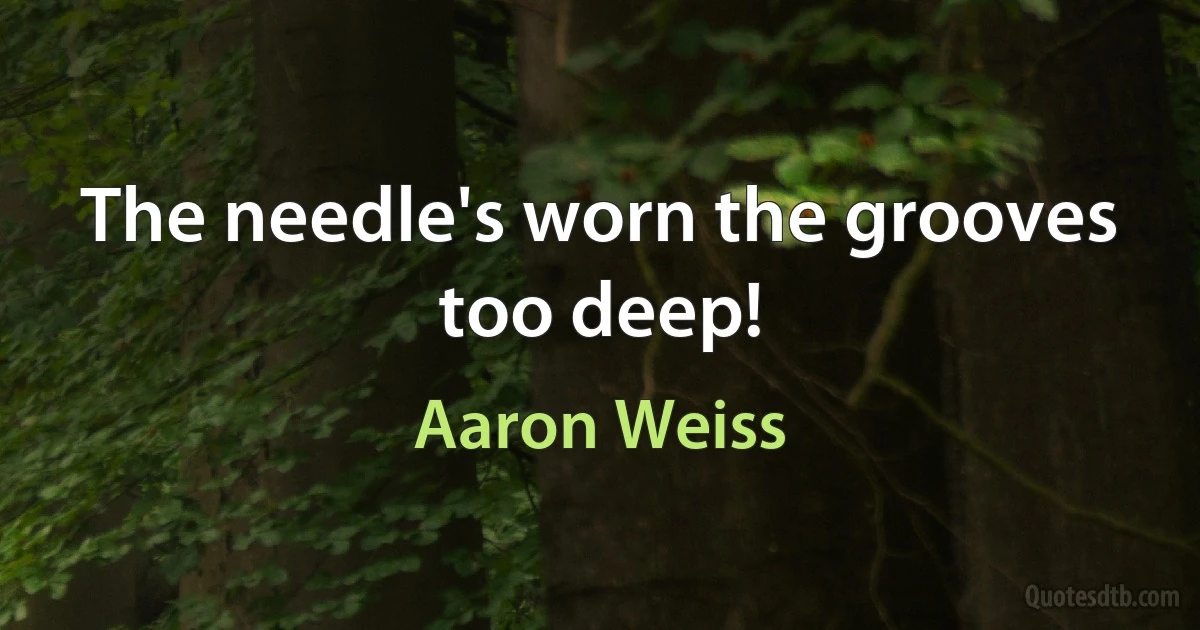 The needle's worn the grooves too deep! (Aaron Weiss)