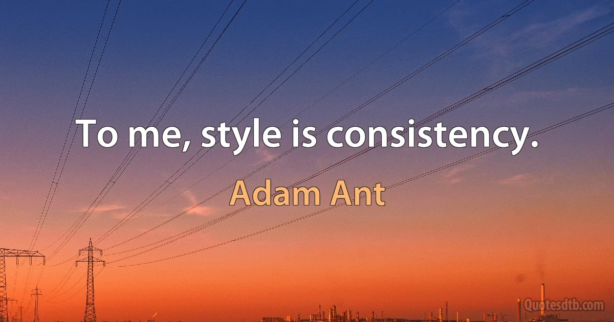 To me, style is consistency. (Adam Ant)