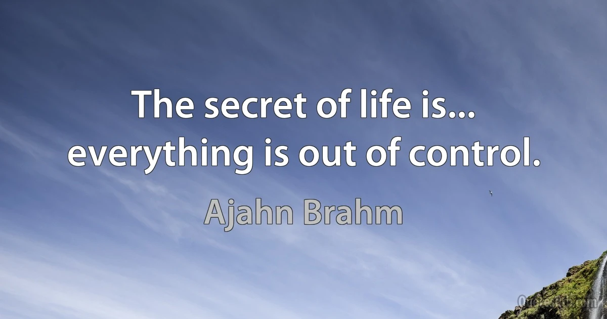 The secret of life is... everything is out of control. (Ajahn Brahm)