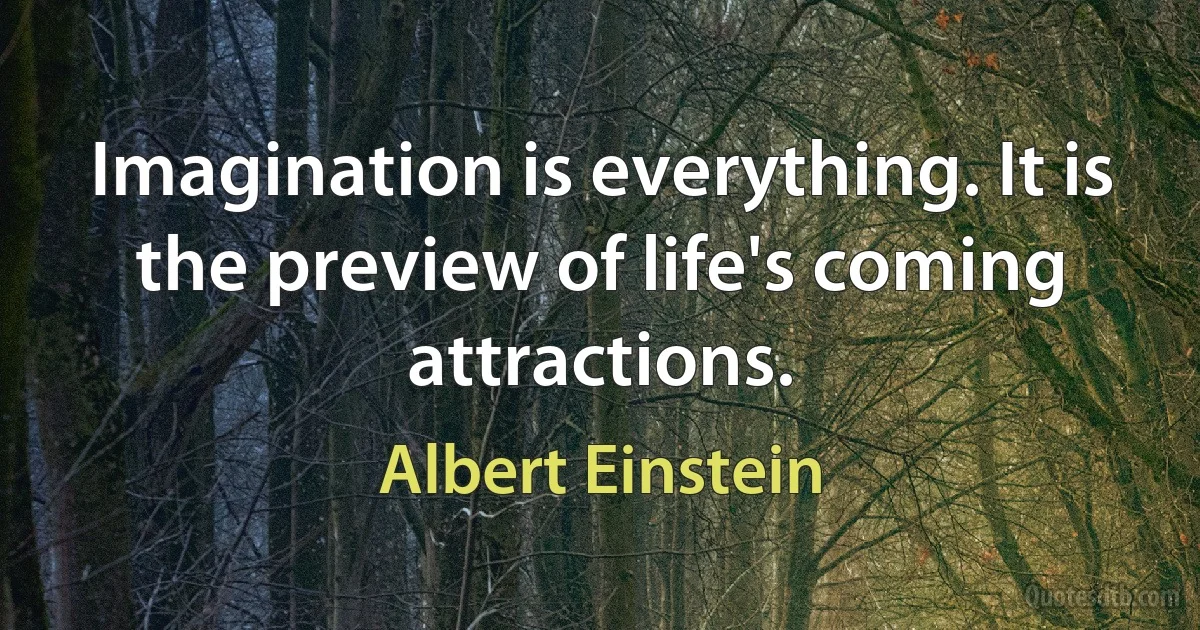 Imagination is everything. It is the preview of life's coming attractions. (Albert Einstein)