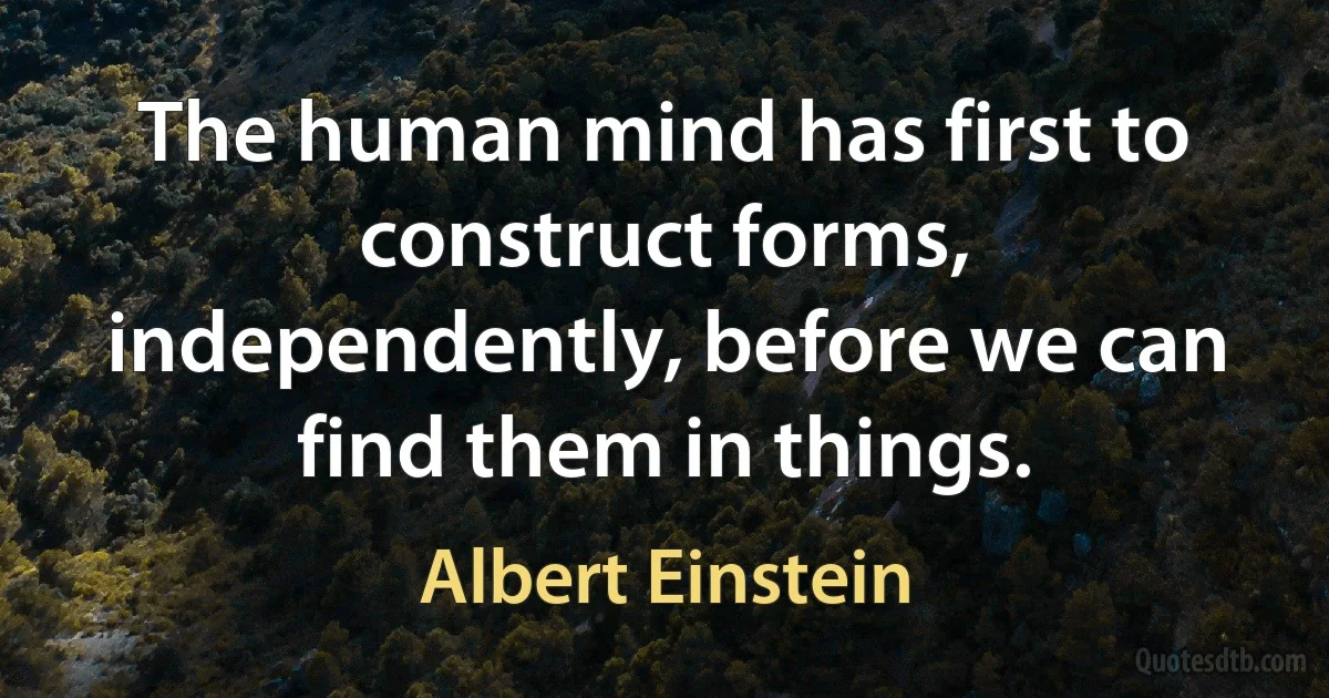 The human mind has first to construct forms, independently, before we can find them in things. (Albert Einstein)