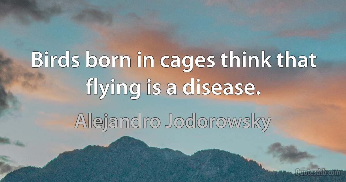 Birds born in cages think that flying is a disease. (Alejandro Jodorowsky)