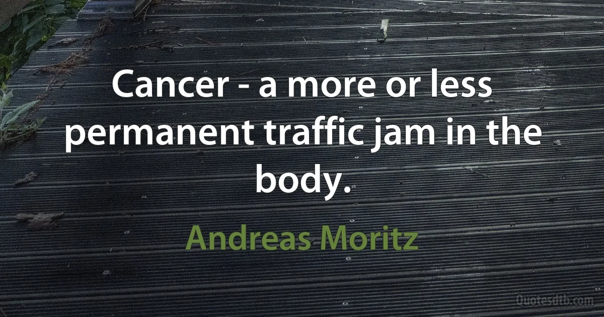 Cancer - a more or less permanent traffic jam in the body. (Andreas Moritz)