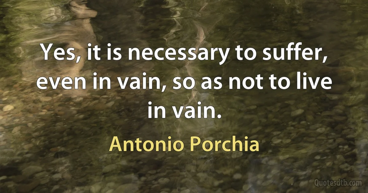 Yes, it is necessary to suffer, even in vain, so as not to live in vain. (Antonio Porchia)