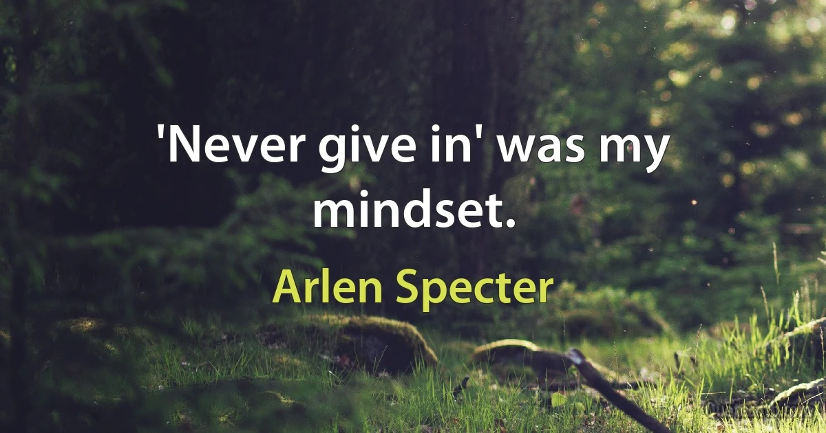 'Never give in' was my mindset. (Arlen Specter)