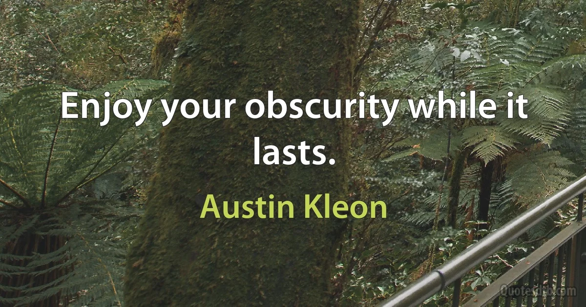 Enjoy your obscurity while it lasts. (Austin Kleon)