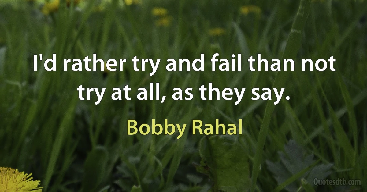 I'd rather try and fail than not try at all, as they say. (Bobby Rahal)