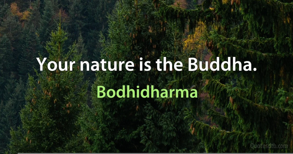 Your nature is the Buddha. (Bodhidharma)