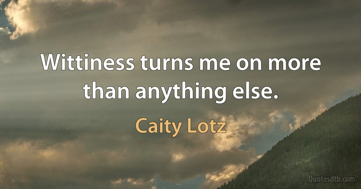 Wittiness turns me on more than anything else. (Caity Lotz)