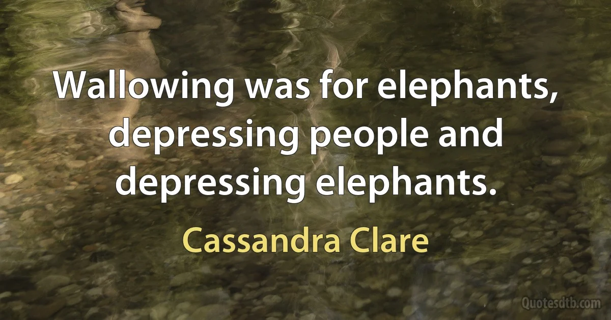 Wallowing was for elephants, depressing people and depressing elephants. (Cassandra Clare)