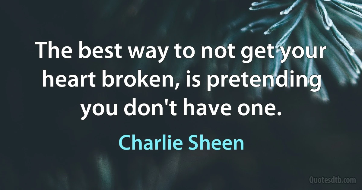 The best way to not get your heart broken, is pretending you don't have one. (Charlie Sheen)