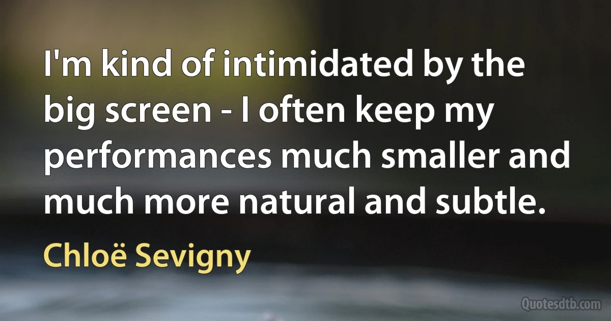 I'm kind of intimidated by the big screen - I often keep my performances much smaller and much more natural and subtle. (Chloë Sevigny)