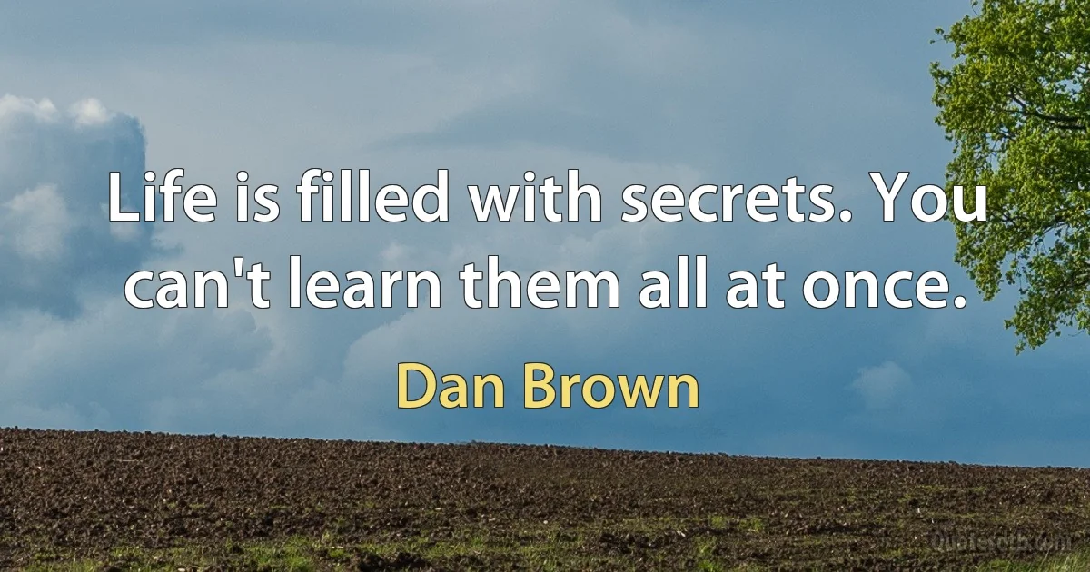 Life is filled with secrets. You can't learn them all at once. (Dan Brown)