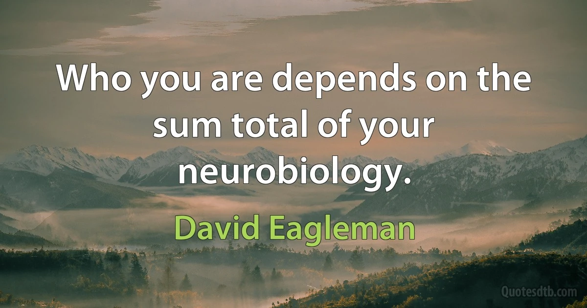 Who you are depends on the sum total of your neurobiology. (David Eagleman)