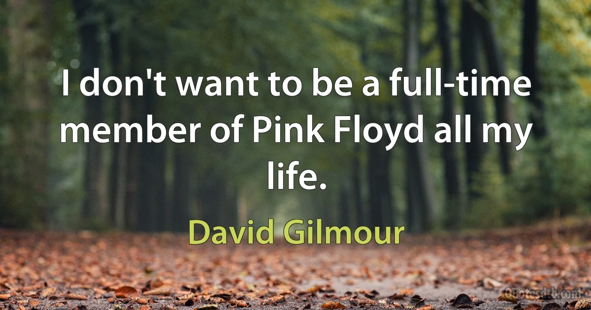 I don't want to be a full-time member of Pink Floyd all my life. (David Gilmour)